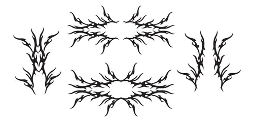 Set of neo tribal tattoo. Abstract ethnic shapes in gothic style. Individual designer elements for decorating