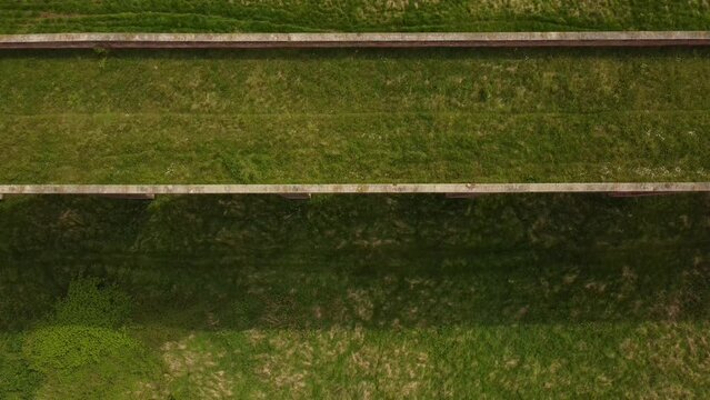 An aerial view of the Ledbury Viaduct bridge in England during daylight