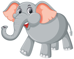 Vector illustration of a cheerful cartoon elephant