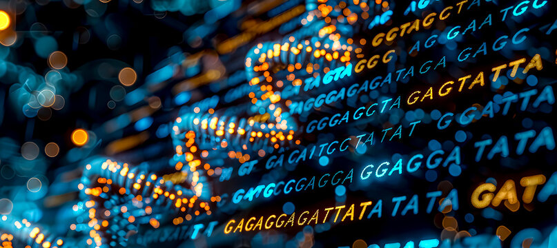 Abstract background for bioinformatics or gene genome sequencing. ATCG genetic code