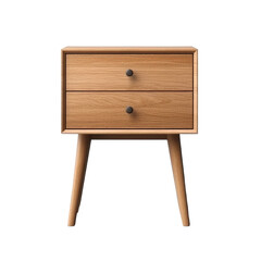 Modern Wooden Bedside Table with Sleek Design, Isolated without Background
