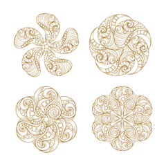 Golden mandalas sets. Ethnic style temporary tattoos.