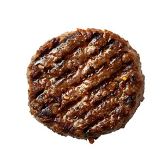 Top View Grilled Hamburger Meat Isolated on transparent background