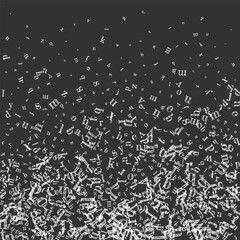 Scattered letters of latin alphabet. White chalk