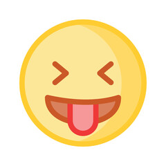 Face with tongue out, laugh emoji vector, joking emoji icon design
