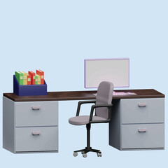 Office supplies concept. Realistic 3d object cartoon style.