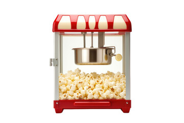 The Fluffy Clouds of Corn: A Red and White Popcorn Dreamscape on White or PNG Transparent Background.