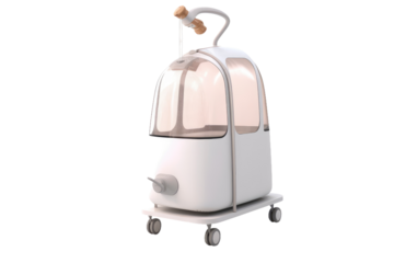 The White Cart and the Lone Bottle on White or PNG Transparent Background.