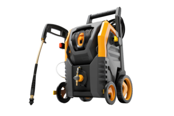 The Dance of Pressure: Black and Yellow Hose on White or PNG Transparent Background.