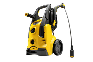 Obraz premium Illuminated Fusion: The Yellow and Black Electric Pressurer on White or PNG Transparent Background.