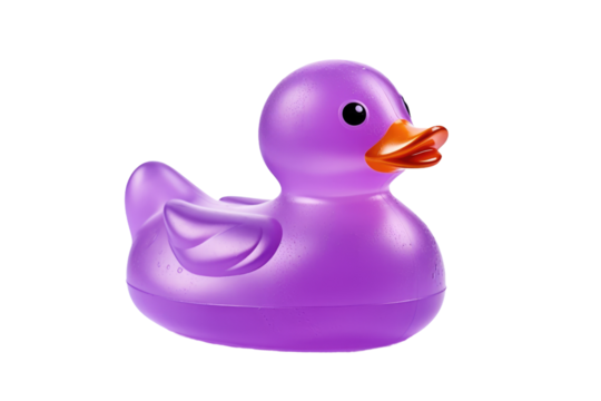 The Enigmatic Encounter of the Purple Rubber Ducky on White or PNG Transparent Background.