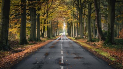 Obraz premium Road with trees on both sides