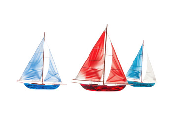 Fototapeta premium Watercolor sailboats illustration, red and blue sailing boats, nautical marine art for travel, ocean and regatta design isolated on Transparent Background