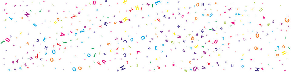Falling letters of English language. Colorful