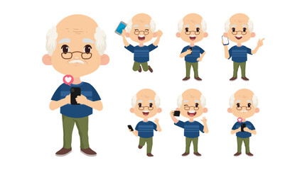 Old people using smartphones