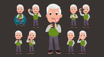 Old people using smartphones