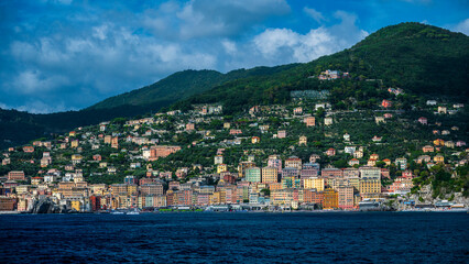 Fototapeta premium Camogli. Historic center of Liguria nestled on the sea. Wonderful Italy.