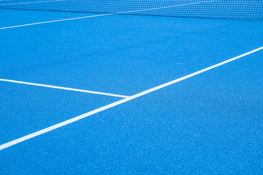 Part of the synthetic grass tennis court with markup