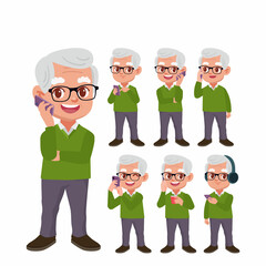 Old people using smartphones