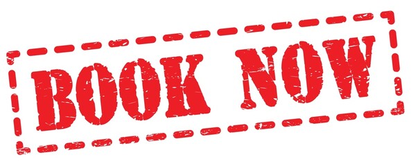 BOOK NOW text written on red stamp sign.