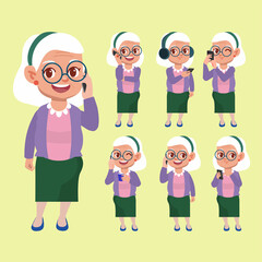 Old people using smartphones