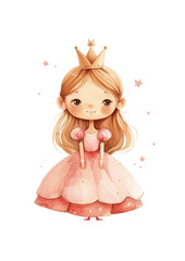 little princess in watercolor style