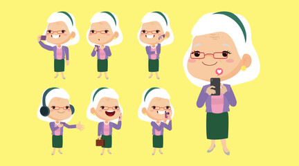 Old people using smartphones