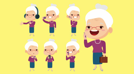 Old people using smartphones