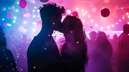 Romantic Kiss at a Vibrant Party - ai generative