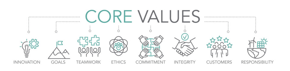 core values icon concept - thin Line icon banner two-tone