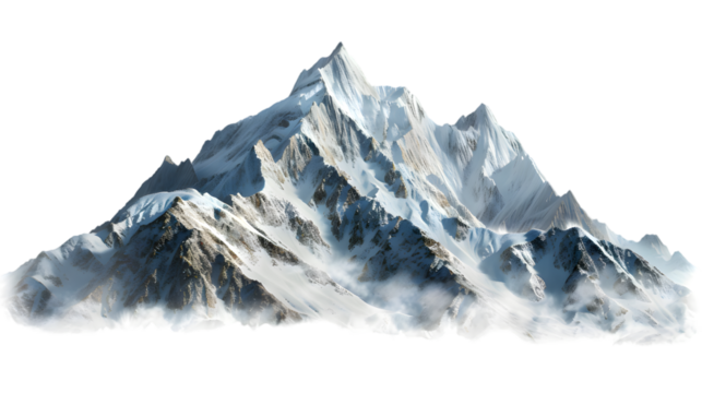 Snowy mountains isolated on transparent background