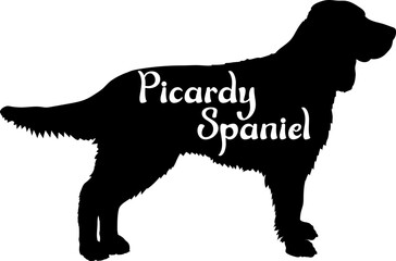 Picardy Spaniel Dog silhouette dog breeds logo dog monogram vector