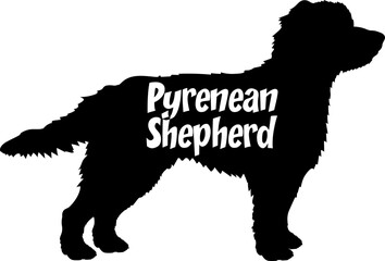 Pyrenean Shepherd Dog silhouette dog breeds logo dog monogram vector