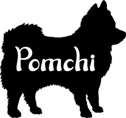 Pomchi. Dog silhouette dog breeds logo dog monogram vector