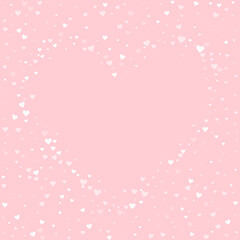 White hearts scattered on pink background.