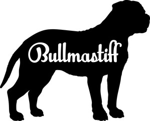Bullmastiff. Dog silhouette dog breeds logo dog monogram vector