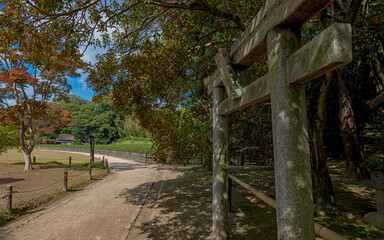 岡山 後楽園 東の稲荷宮と園内風景