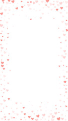 Red hearts scattered on white background.