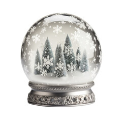 Festive Christmas Snow Globe with Santa Claus and Reindeer Inside, Isolated without Background