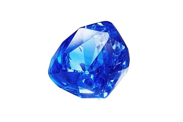 Glowing Blue Diamond Sparkling in a Blank Canvas on White or PNG Transparent Background.
