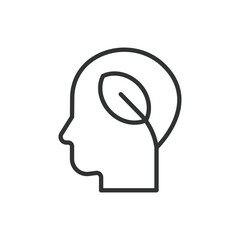 Eco minded, in line design. Eco, minded, environment, green, sustainable, conscious, nature on white background vector. Eco minded editable stroke icon.