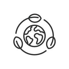 Save planet, in line design. Save, planet, earth, environment, green, conservation, eco on white background vector. Save planet editable stroke icon.