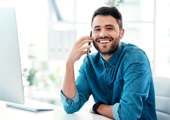 Im so glad to hear that wonderful update. Cropped shot of a handsome young businessman smiling...