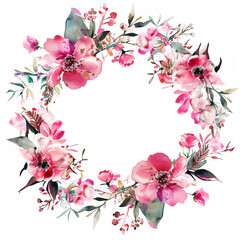 Fototapeta premium water color flower wreath isolated on white background