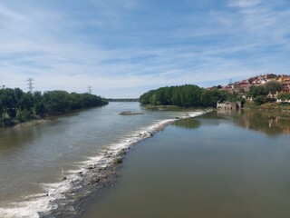 Obraz premium spain, travel, tourism, adventure, europe, nature, background, life, green, mountain, trekking, landscape, sky, arch, river, bridge, stone, view, reflection, water