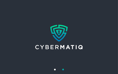 cyber shield logo design vector silhouette illustration