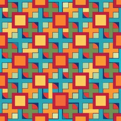 Obraz premium Seamless pattern of interlocking squares in varying sizes and colors, adding a touch of modern sophistication to your gift wrap, Generative AI