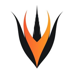 a simple vector consultancy logo including letter V and Salisbury cathedral spire, black and pastel orange, white background, Generate AI.