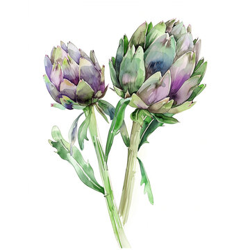 artichoke watercolor fruit illustration