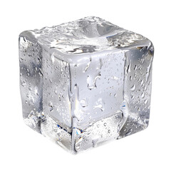 Crystal Clear Ice Block Isolated Without Background for Chilling Drinks and Cocktails.